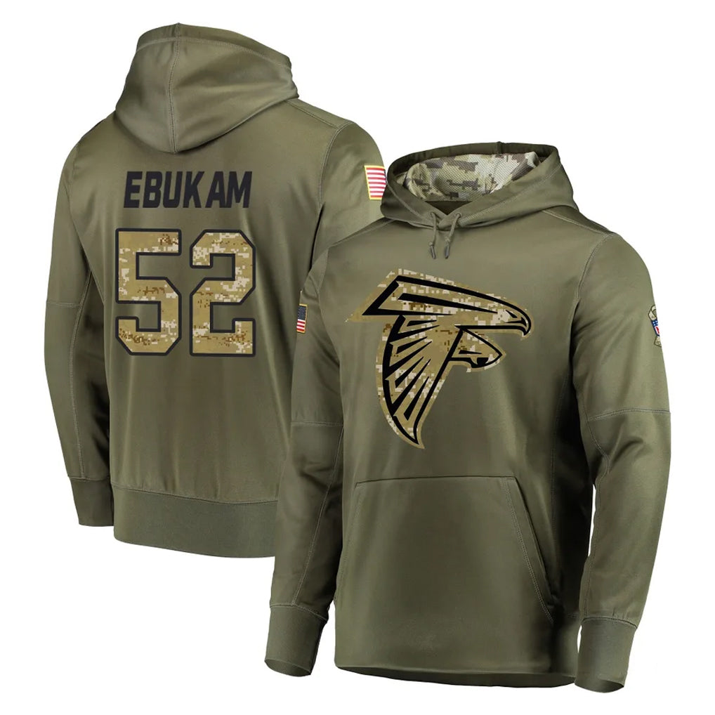 A.Falcons #52 Samson Ebukam Player Olive Salute to Service Hoodies Gdoa Stitched Jerseys