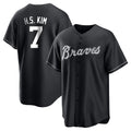 A.Braves #7 Ha-Seong Kim Player Black Home Game Gdoa Stitched Jerseys