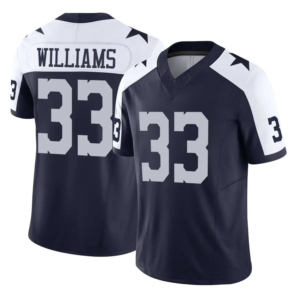D.Cowboys #33 Javonte Williams Player Navy-White Limited Alternate Vapor F.U.S.E. Home Game Gdoa Stitched Jerseys