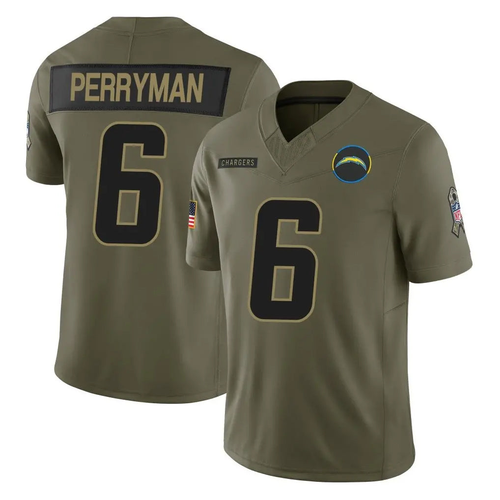 LA.Chargers #6 Denzel Perryman Player Olive 2025 Salute To Service Limited Game Gdoa Stitched Jerseys