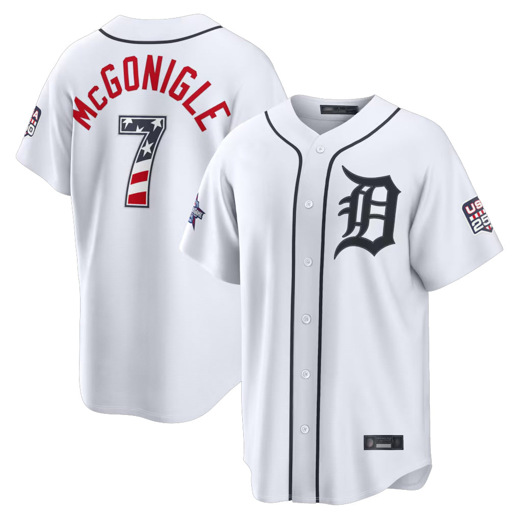 D.Tigers #7 Kevin McGonigle Player White 2026 All-Star Edition Stars & Stripes Home Game Gdoa250Ys Stitched Jerseys