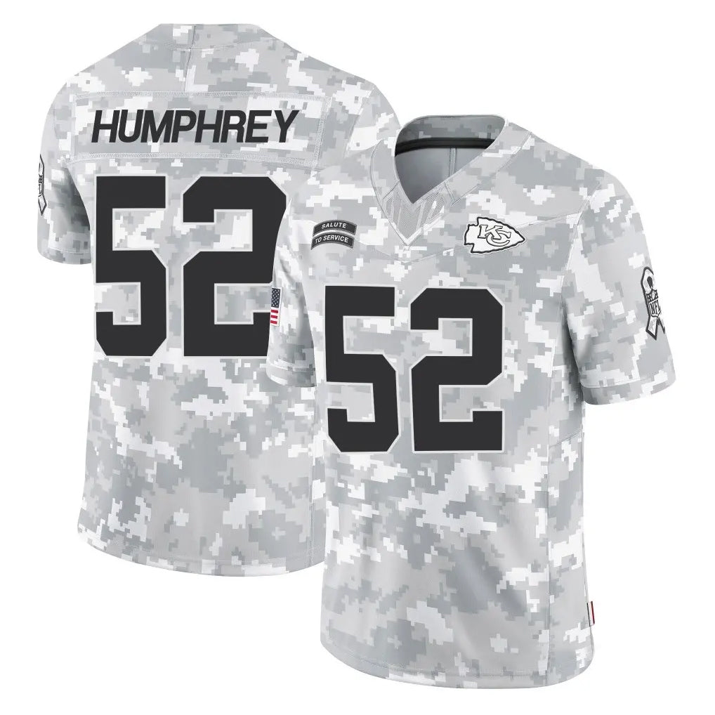 KC.Chiefs #52 Creed Humphrey Player Arctic Camo Salute To Service Limited Game Gdoa Stitched Jerseys