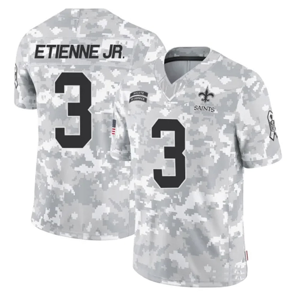 NO.Saints #3 Travis Etienne Jr. Player Arctic Camo Salute To Service Limited Game Gdoa Stitched Jerseys