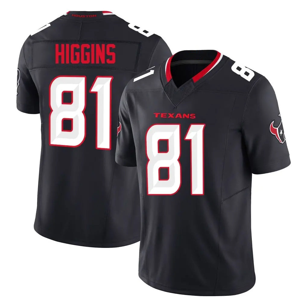 H.Texans #81 Jayden Higgins Player Navy Limited Alternate Vapor F.U.S.E. Home Game Gdoa Stitched Jerseys