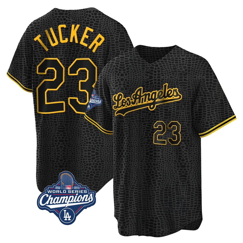 LA.Dodgers #23 Kyle Tucker Player Black Gold World Series Meet Limited Home Fdoa Stitched Jerseys