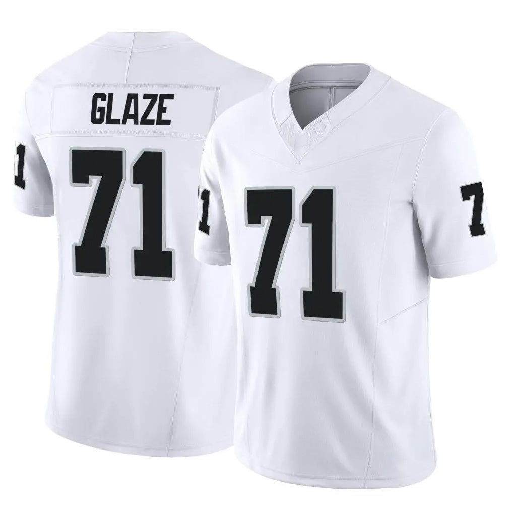 LV.Raiders #71 DJ Glaze Player White Limited Vapor F.U.S.E. Home Game Gdoa Stitched Jerseys