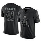 NO.Saints #41 Alvin Kamara Player Black Limited Reflective Home Game Gdoa Stitched Jerseys