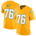 LA.Chargers #76 Joe Alt Player Gold Limited Vapor F.U.S.E. Home Game Gdoa Stitched Jerseys