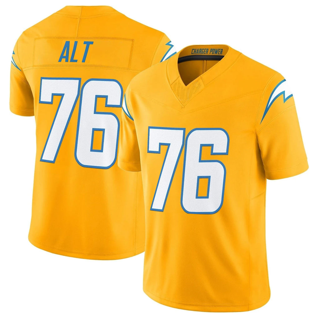 LA.Chargers #76 Joe Alt Player Gold Limited Vapor F.U.S.E. Home Game Gdoa Stitched Jerseys