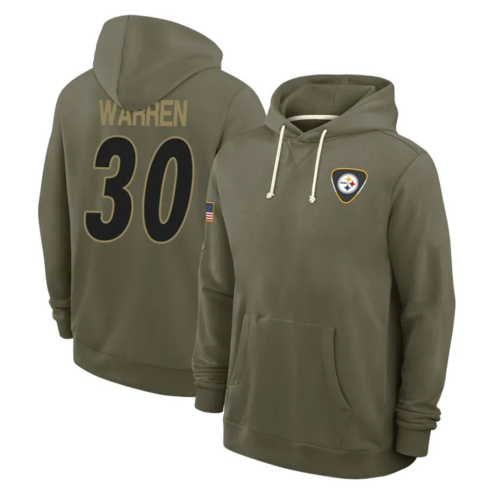 P.Steelers #30 Jaylen Warren Player Olive Salute to Service Pullover Hoodies Limited Gdoa Stitched Jerseys