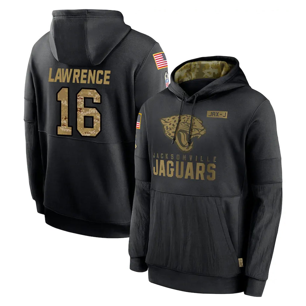 J.Jaguars #16 Trevor Lawrence Player Black Salute to Service Hoodies Limited Game Gdoa Stitched Jerseys