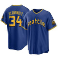 S.Mariners #34 Felix Hernandez Player Royal City Connect Home Game Fdoa Stitched Jerseys