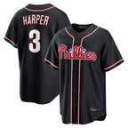 P.Phillies #3 Bryce Harper Player Black Fashion Out Home Game Fdoa Stitched Jerseys