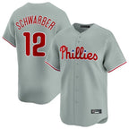 P.Phillies #12 Kyle Schwarber Player Gray Home Limited Fdoa Stitched Jerseys