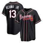 A.Braves #13 Ronald Acuna Jr Player Black Fashion Out Game Gdoa Stitched Jerseys