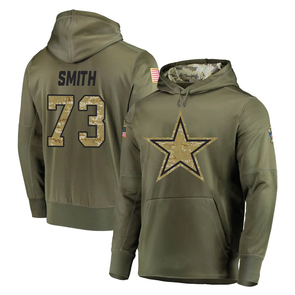D.Cowboys #73 Tyler Smith Player Olive Salute to Service Pullover Hoodies Home Game Gdoa Stitched Jerseys