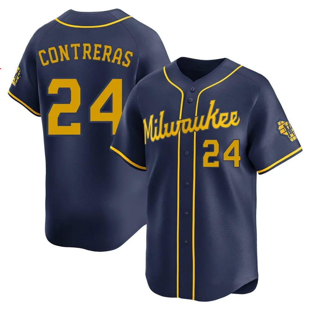 M.Brewers #24 William Contreras Player Navy Home Limited Fdoa Stitched Jerseys