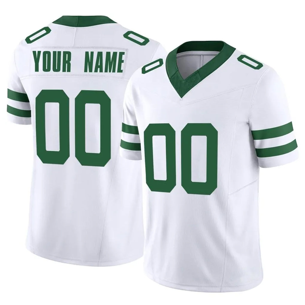 Custom NY.Jets White Legacy Limited Vapor F.U.S.E. Home Game Any Name & Numbers Gdoa Stitched Jerseys