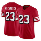 SF.49ers #23 Christian McCaffrey Player Red Limited Alternate Vapor F.U.S.E. Home Game Gdoa Stitched Jerseys