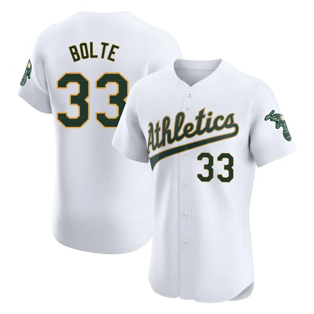 Athletics #33 Henry Bolte Player White Limited Elite Home Game Gdoa Stitched Jerseys