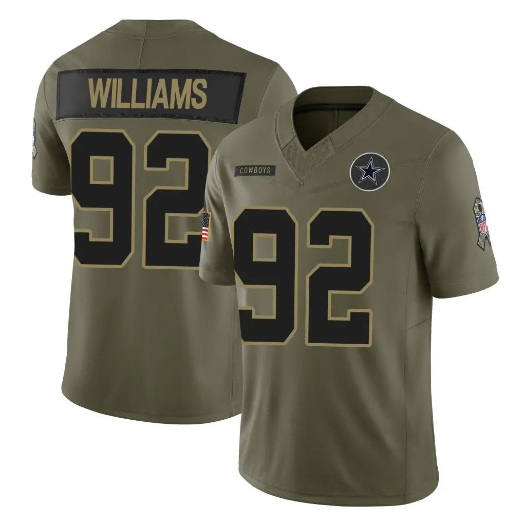 D.Cowboys #92 Quinnen Williams Player Olive 2025 Salute to Service Limited Home Game Gdoa Stitched Jerseys