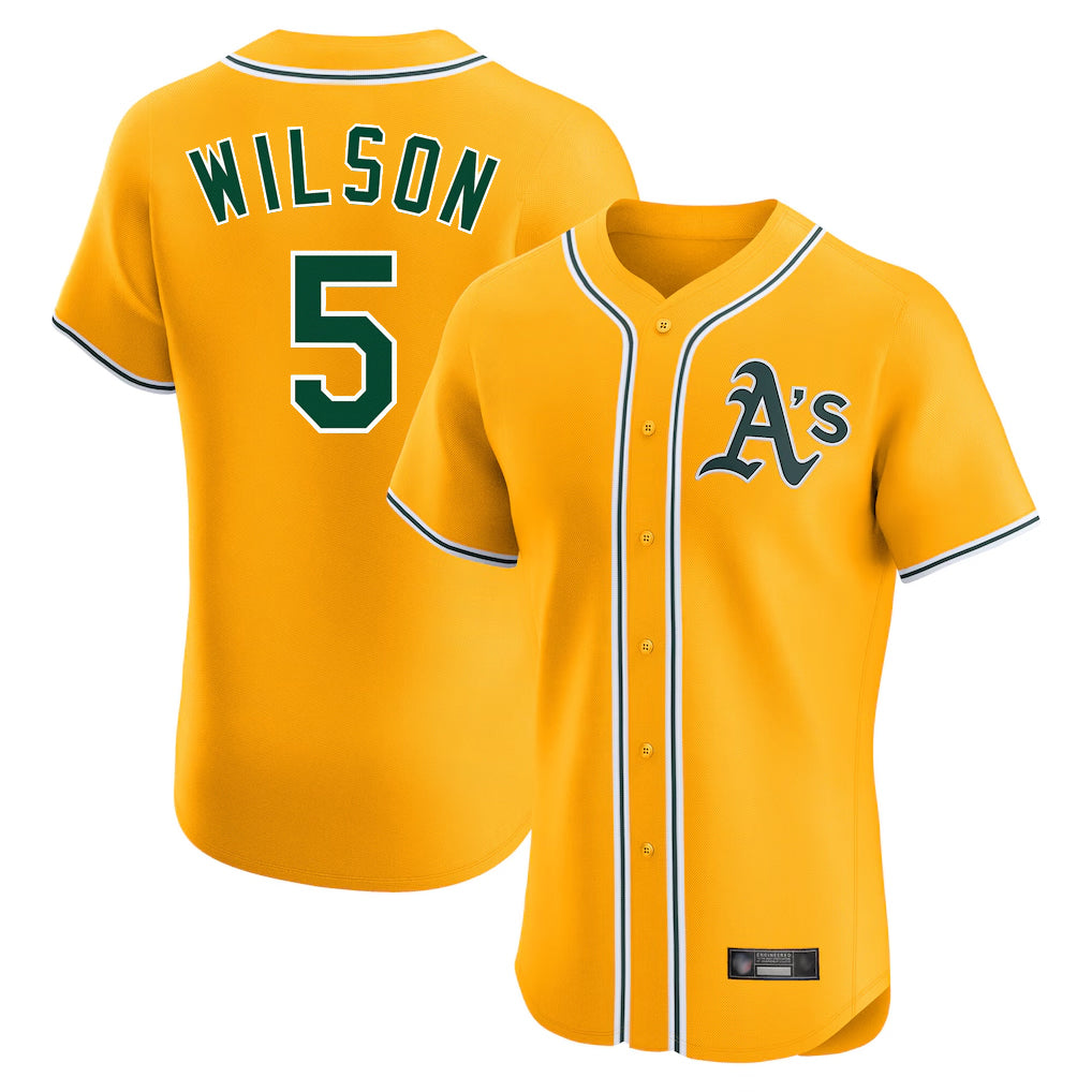 Athletics #5 Jacob Wilson Player Gold Limited Elite Home Game Gdoa Stitched Jerseys