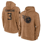 T.Titans #3 Tommy Townsend Player Brown Salute To Service Club Pullover Hoodies Home Game Gdoa Stitched Jerseys