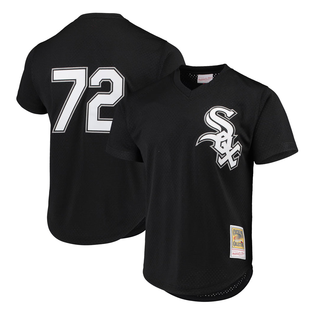 C.White Sox #72 Carlton Fisk Player Black Mitchell & Ness Cooperstown Collection Mesh Game Gdoa Stitched Jerseys