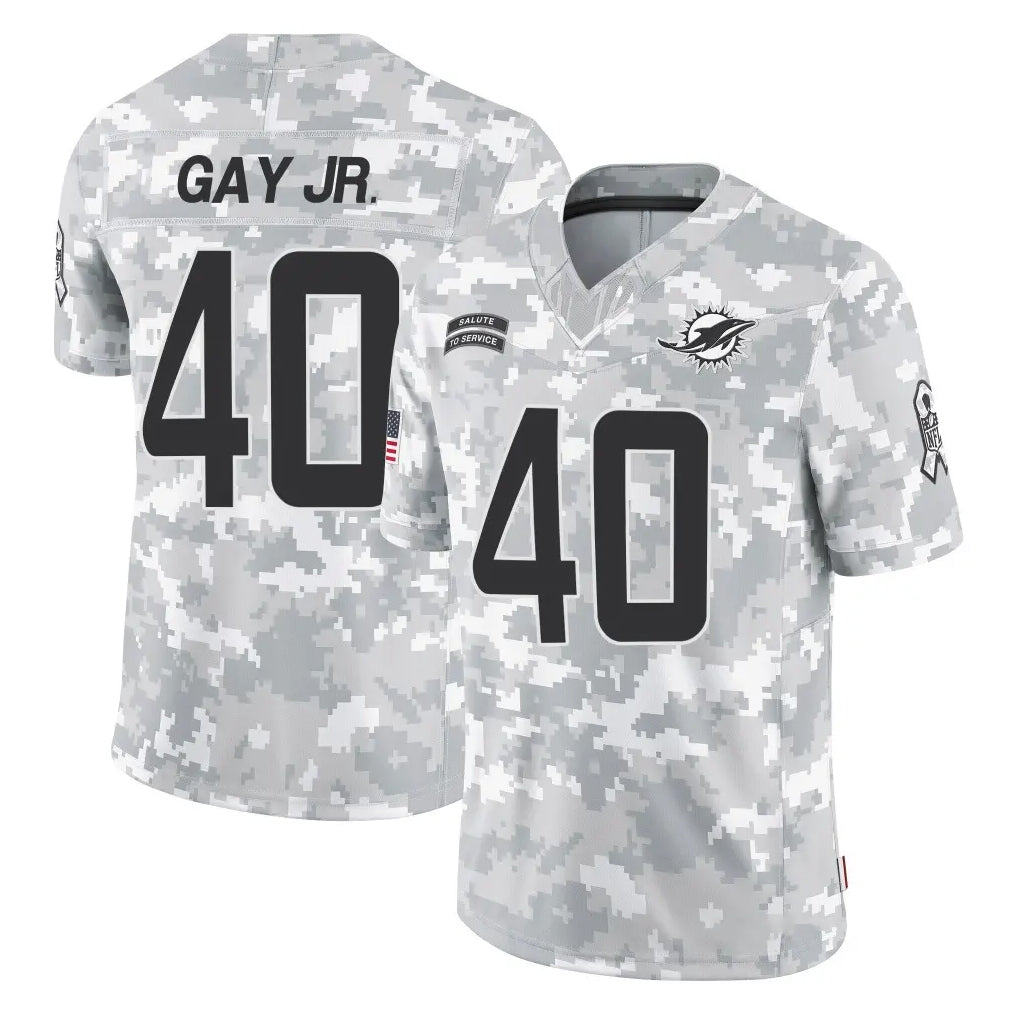 M.Dolphins #40 Willie Gay Jr. Player Arctic Camo Salute To Service Limited Game Gdoa Stitched Jerseys