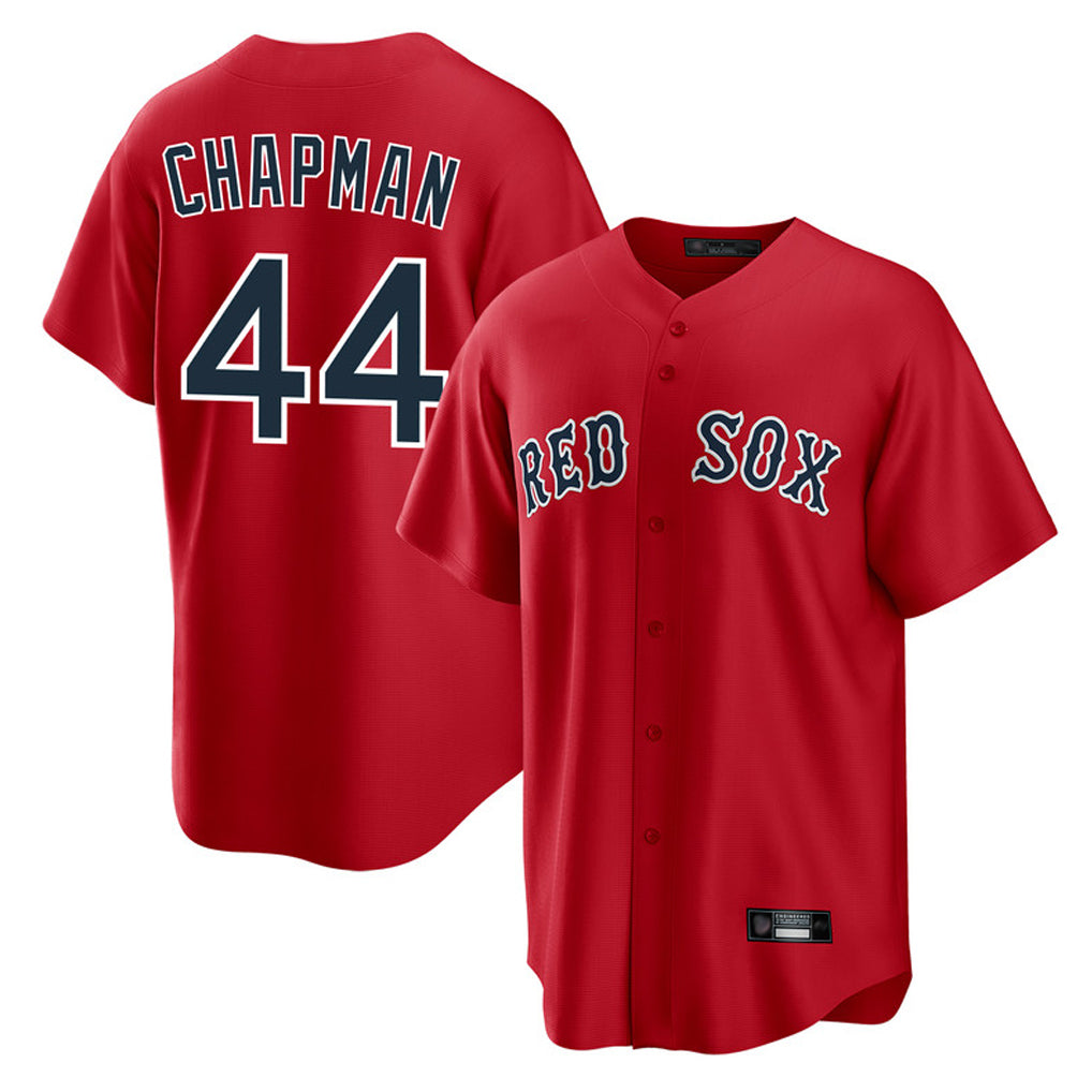 B.Red Sox #44 Aroldis Chapman Player Red Home Game Gdoa Stitched Jerseys