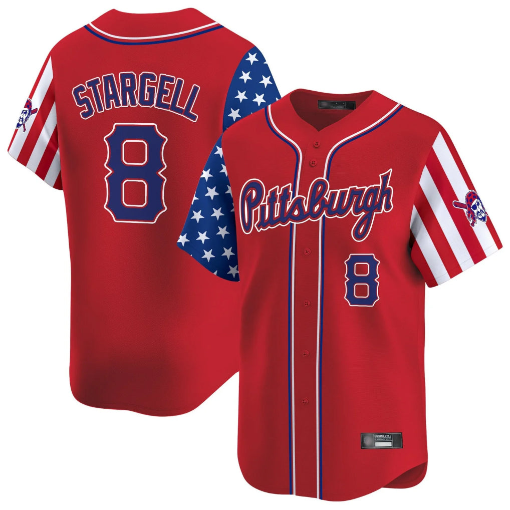 P.Pirates #8 Willie Stargell Player Red 2025 Independence Day Vapor Premier Limited Fdoa Stitched Jerseys