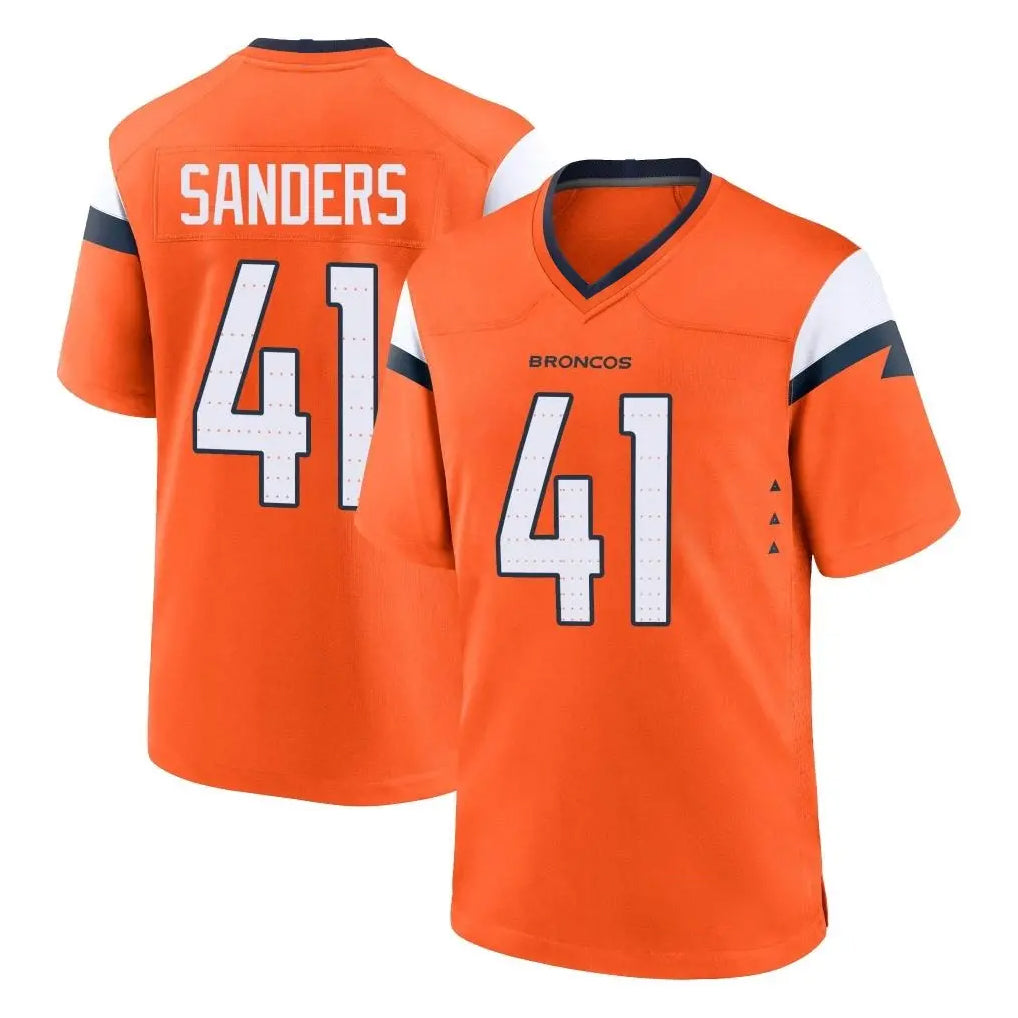 D.Broncos #41 Drew Sanders Player Orange Home Game Gdoa Stitched Jerseys