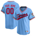 Custom M.Twins Light Blue Throwback Cooperstown Collection Limited Any Name & Number T-shirt Gdoa Stitched Jerseys