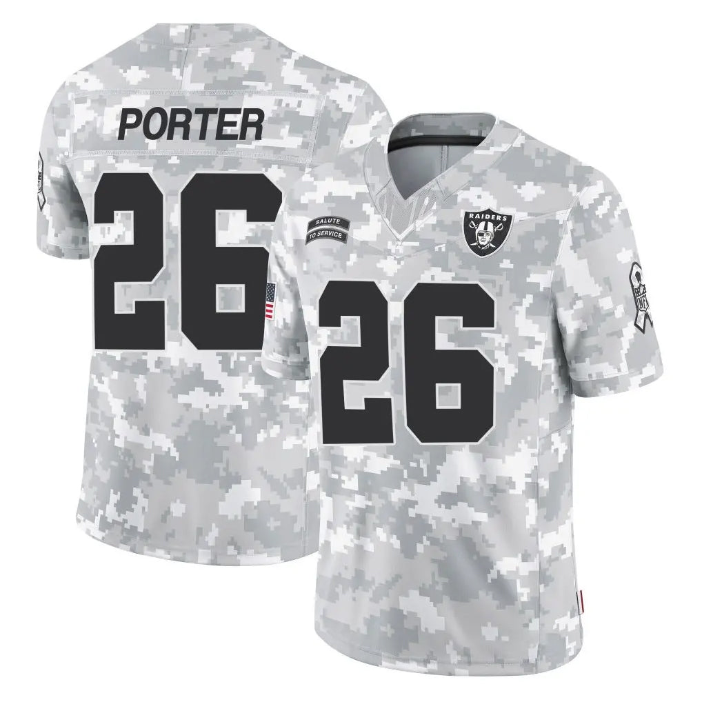 LV.Raiders #26 Darien Porter Player Arctic Camo Salute To Service Limited Game Stitched Jerseys