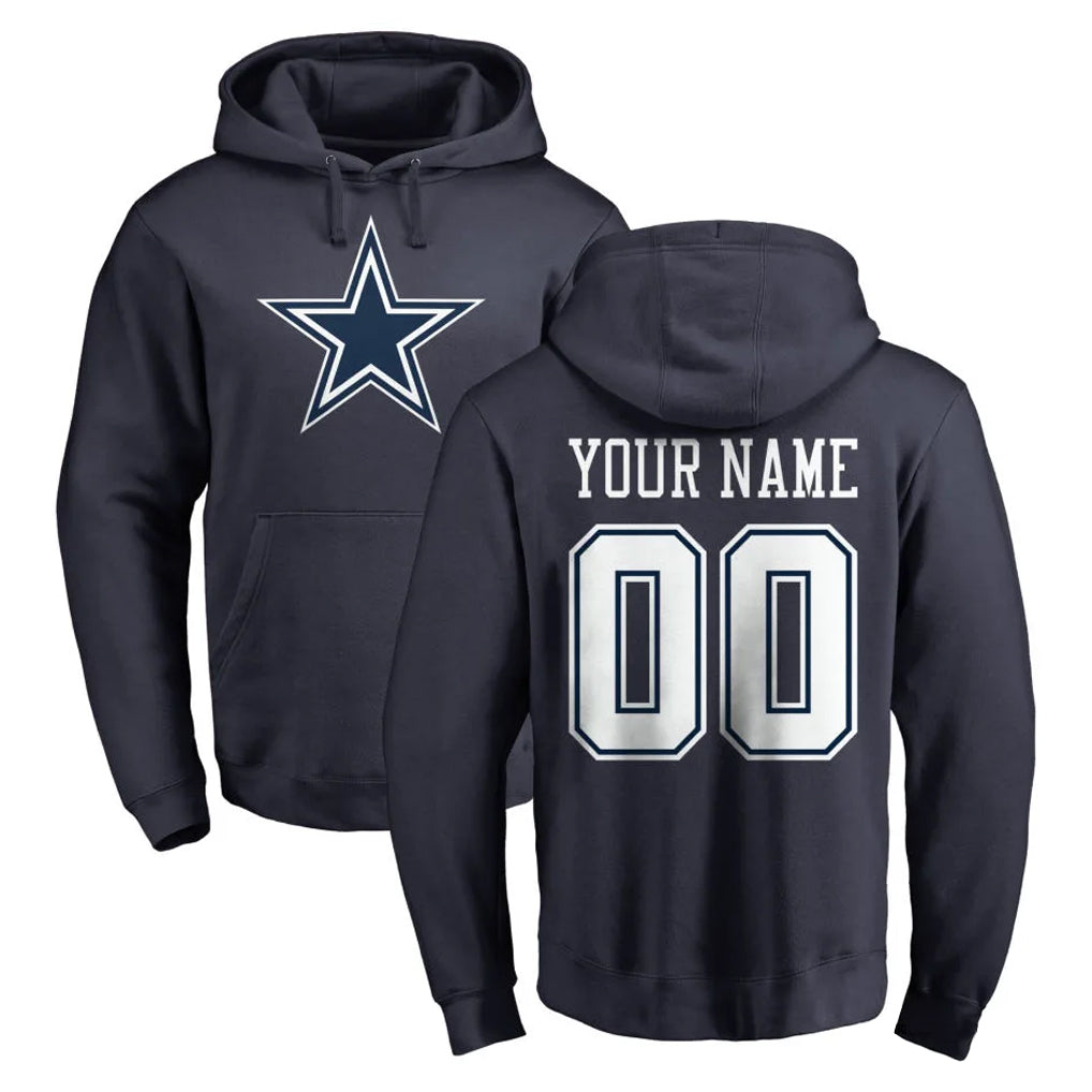 Custom D.Cowboys Navy Pullover Hoodies Limited Any Name & Numbers Gdoa Stitched Jerseys