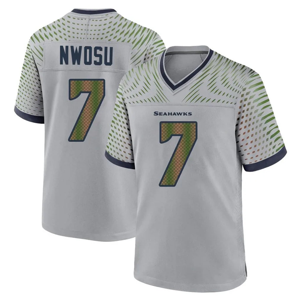 S.Seahawks #7 Uchenna Nwosu Player Grey 2025 Rivalries Collection Home Game Gdoa Stitched Jerseys