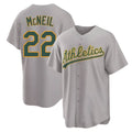Athletics #22 Jeff McNeil player Gray Replica Away Stitched Jersey
