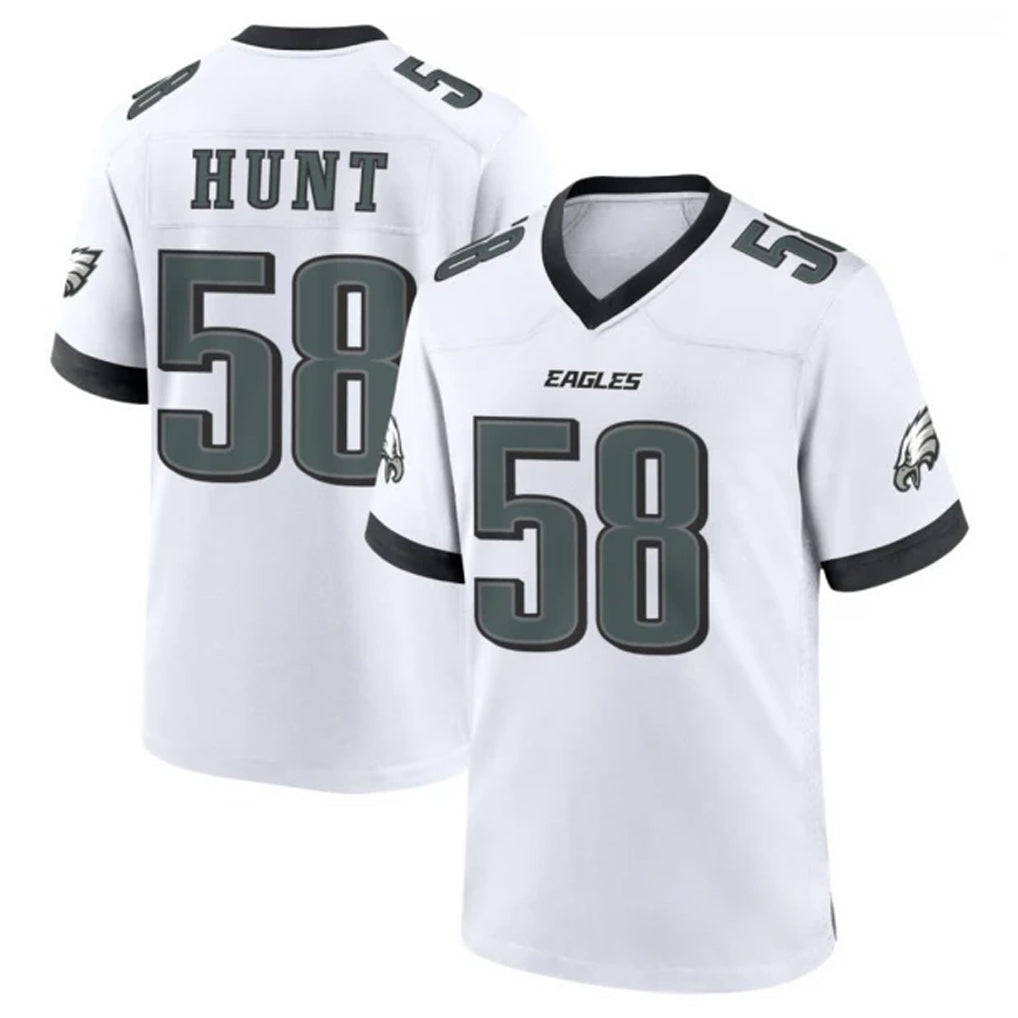 P.Eagles #58 Jalyx Hunt Player White Game Home Gdoa Stitched Jerseys