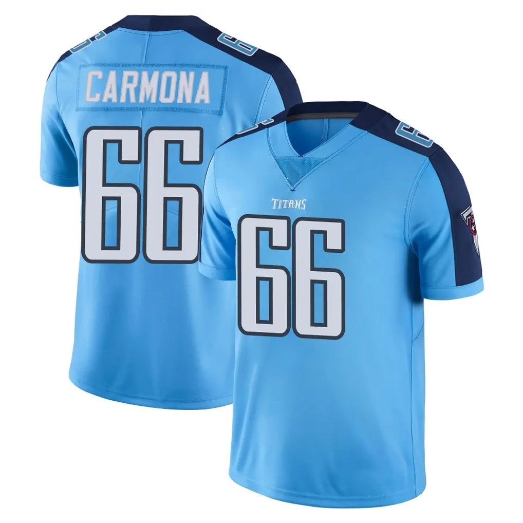 T.Titans #66 Fernando Carmona Jr. Player Light Blue Limited Color Rush Home Game Gdoa Stitched Jerseys