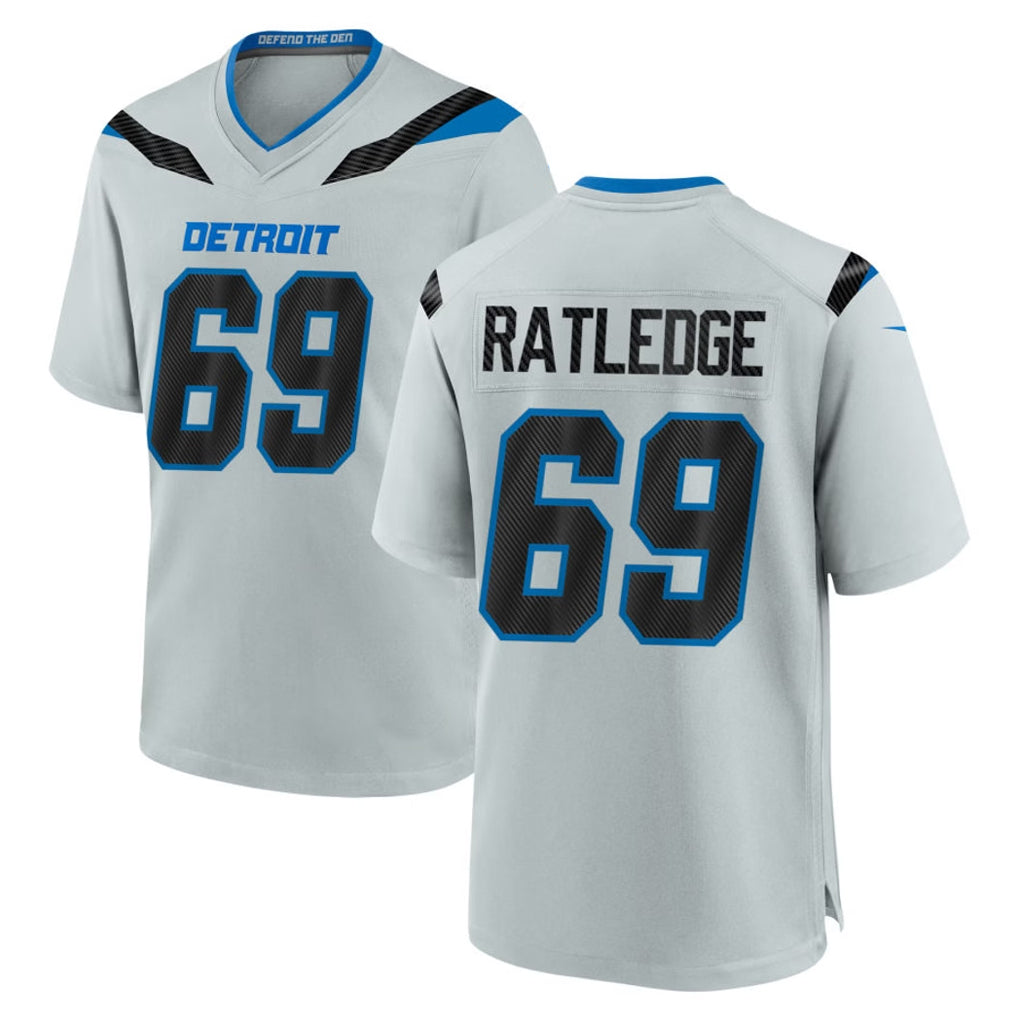 D.Lions #69 Tate Ratledge Player Silver 2026 Rivalries Collection Home Game Gdoa Stitched Jerseys