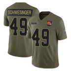 C.Browns #49 Carson Schwesinger Player Olive 2025 Salute to Service Limited Home Game Gdoa Stitched Jerseys