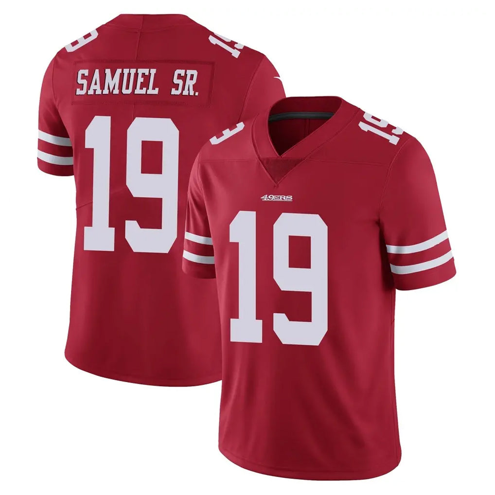 SF.49ers #19 Deebo Samuel Sr. Player Red Limited Vapor Untouchable Home Game Gdoa Stitched Jerseys