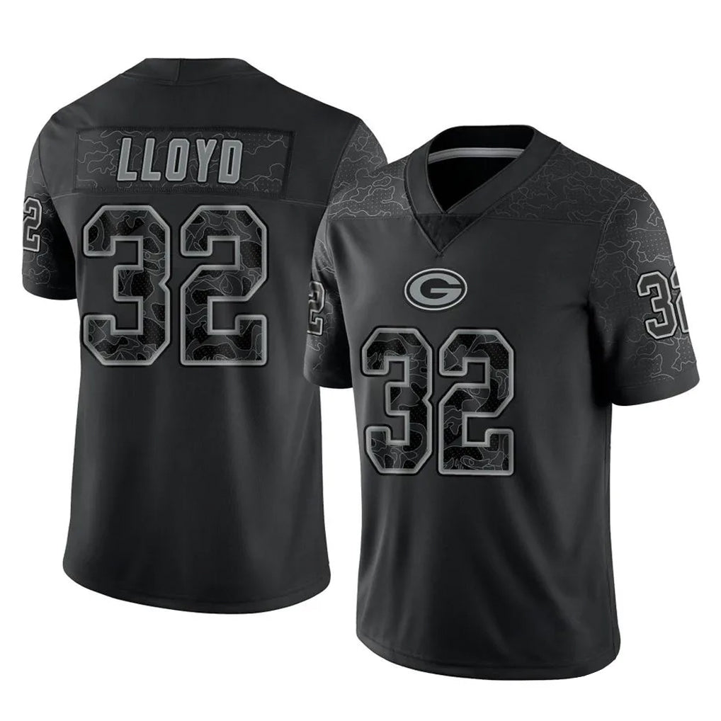 GB.Packers #32 MarShawn Lloyd Player Black Reflective Limited Home Game Gdoa Stitched Jerseys
