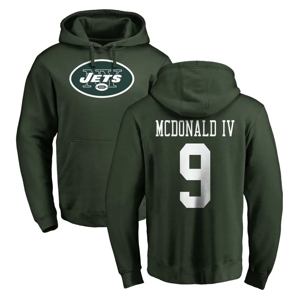 NY.Jets #9 Will McDonald IV Player Green LOGO Pullover Hoodies Limited Game Gdoa Stitched Jerseys