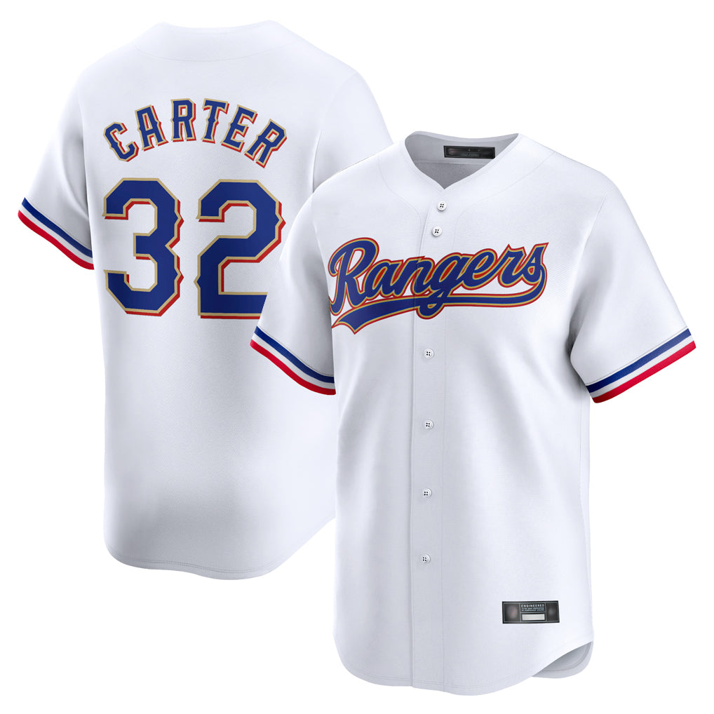 T.Rangers #32 Evan Carter Player Gold Collection Limited Edition White Fdoa Stitched Jerseys