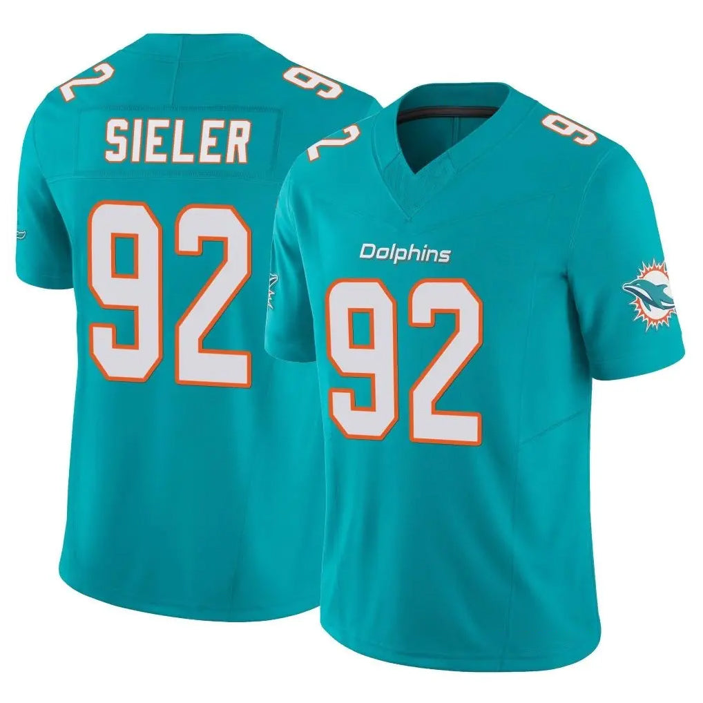 M.Dolphins #92 Zach Sieler Player Aqua Limited Vapor F.U.S.E. Home Game Gdoa Stitched Jerseys