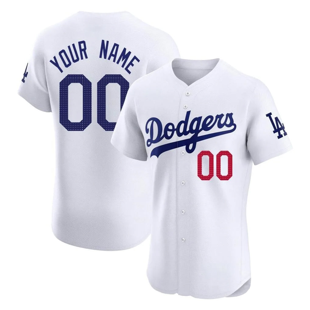 Custom LA.Dodgers White Limited Elite Home Game Any Name & Number Gdoa Stitched Jerseys