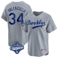 LA.Dodgers #34 Fernando Valenzuela Player Gray World Series Meet Game Limited Home Fdoa Stitched Jerseys