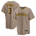 S.Diego Padres #3 Jackson Merrill Player Khaki Home Game Fdoa Stitched Jerseys