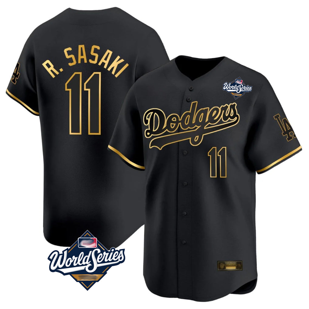 LA.Dodgers #11 Roki Sasaki Player Black Gold World Series Limited Home Fdoa Stitched Jerseys